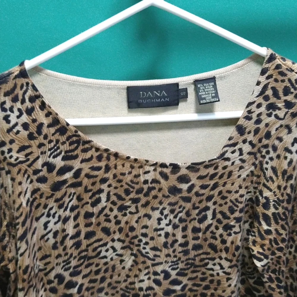 VTG Dana Buchman vintage glamour,  leopard asymmetrical neckline - Picture 4 of 10